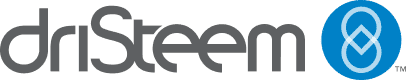 Logo of driSteem featuring stylized lowercase text with a circular blue emblem on the right.