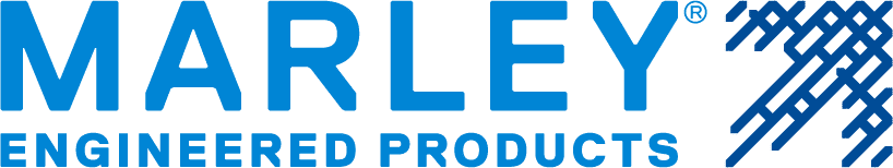 Logo of Marley Engineered Products in blue text with a geometric pattern on the right side.