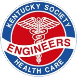 Logo of the Kentucky Society of Health Care Engineers featuring a red and blue circular design with a caduceus symbol in the center, surrounded by the text 'Kentucky Society Health Care Engineers'.