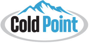 Cold Point logo featuring stylized blue mountains above black and blue lettering, encircled by a gray oval