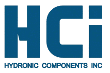 Logo of Hydronic Components Inc, featuring large blue letters 'HCI' above the text 'Hydronic Components Inc' in smaller blue font.