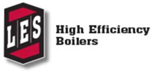 Logo with the letters LES in a red and black hexagon shape next to the text High Efficiency Boilers.