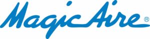 The image shows the Magic Aire logo in blue, featuring the brand name written in a stylized cursive font.