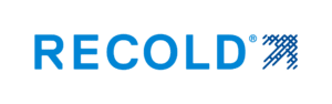 The image shows a logo with the word 'RECOLD' in bold blue text, followed by a registered trademark symbol. To the right, there is a geometric design composed of blue lines and shapes.